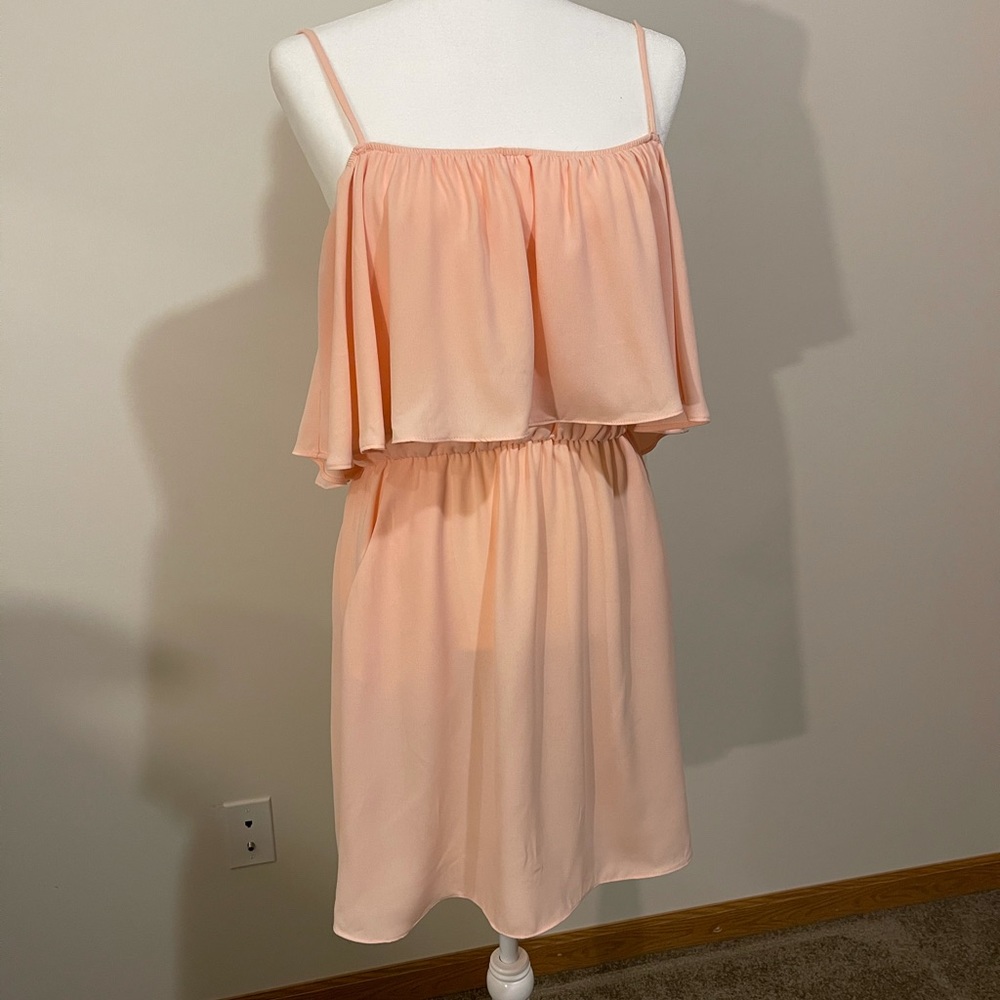 Peach wedding guest dress
